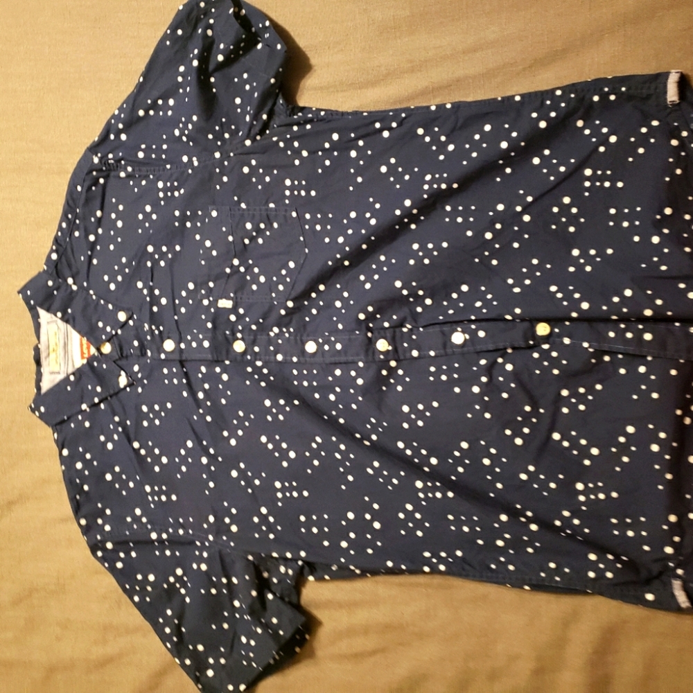 Navy Blue and White Spotted Levi shirt